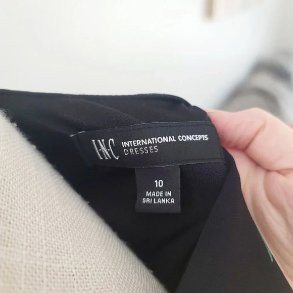 INC International Concepts Pink Black Floral Faux Wrap Midi Flutter Dress 10 M - Picture 15 of 16